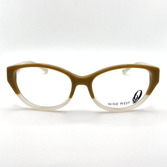 Nine West 0JGJ 00 Cat Eye Oval Full Flex Eyeglass Frames Camel Beige 53-16-130